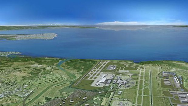 An artist's impression of what the Brisbane Airport will look like after the new runway is completed.