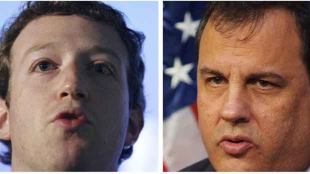Facebook founder Mark Zuckerberg and New Jersey Governor Chris Christie