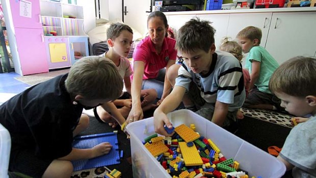 Safe: Children get stuck in with manager Sharen Patey at the Novotel Twin Waters Resort.