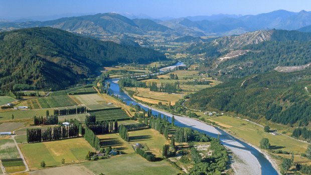 Food bowl: There's an abundance of farms and crops in Motueka River Valley New Zealand.