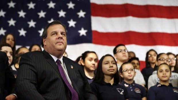 Under scrutiny: New Jersey Governor Chris Christie visiting an elementary school in New Jersey on Tuesday.