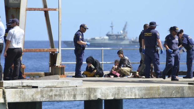Asylum seekers from a boat rescued off Christmas Island.