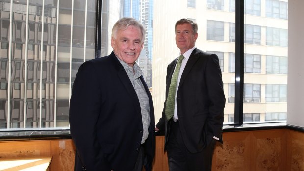 DirectMoney CEO David Doust (left) with executive chairman Stephen Porges. The company raised $11.2 million at 20¢ a share to fund loans and for working capital.