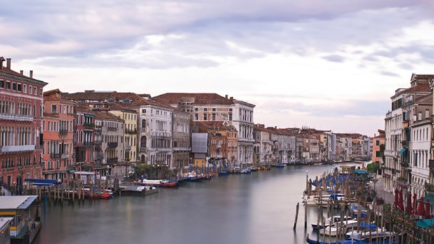 Winter chill-out ... the Grand Canal seen from the Rialto Bridge.