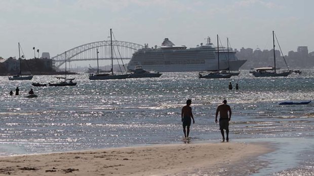 Here for the night ... the ship has dropped anchor in Sydney's east.