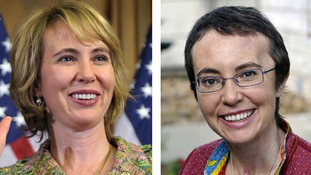 Before and after ...  Gabrielle Giffords, left, on January 5, 2011, and right, on May 17, 2011.