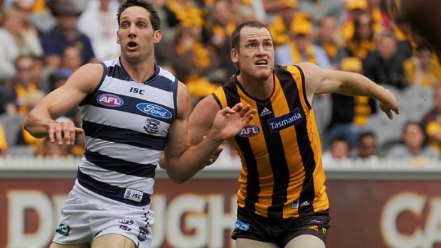 Geelong's Harry Taylor has a detailed dossier on the Hawthorn players, including Jarryd Roughead.