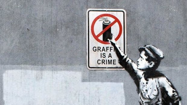 Banksy's now distinctive street art.