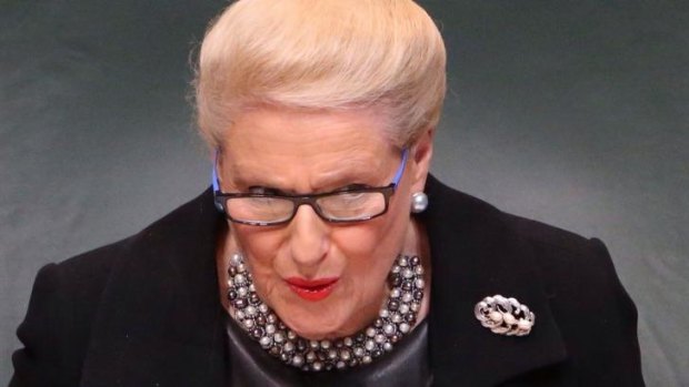 Speaker Bronwyn Bishop won't want to back down on new restrictions on facial coverings being worn in Parliament House.