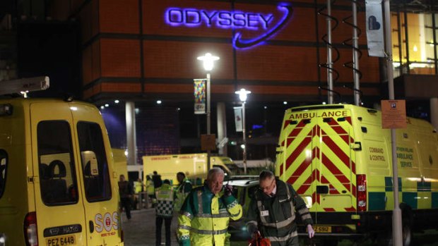 Ambulance crews attend a major incident after up to 60 young people attending a concert at the Odyssey Arena, in Belfast, Northern Ireland were taken ill.