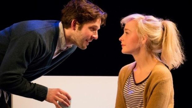 Damien Molony (Spike) and Olivia Vinall (Hilary) in the National Theatre Live production of Tom Stoppard's play The Hard Problem.