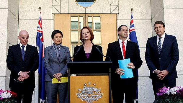 Julia Gillard announces the deal at Parliament House.