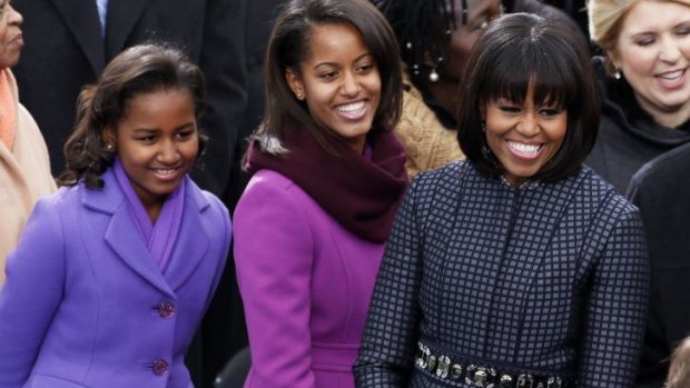 The Obama women at the presidential swearing-in ceremony, January 2013.