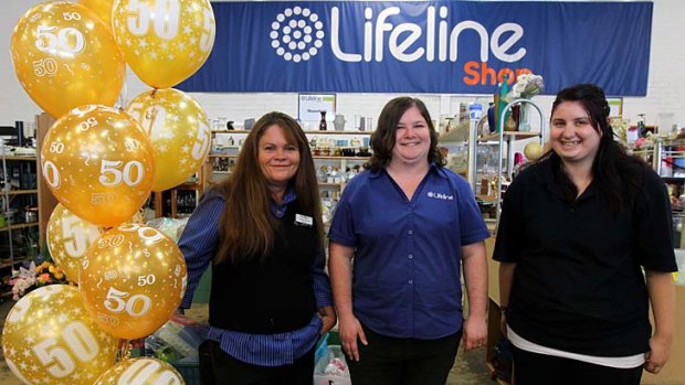 Now: Lifeline are celebrating their 50th anniversary with staff, from left, Tracey Darrell, Casey Holmes and Rebecca Turk.