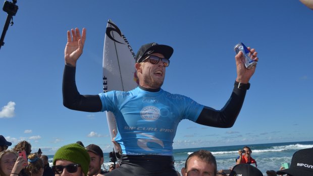 Mick Fanning after winning his fourth Bells title.