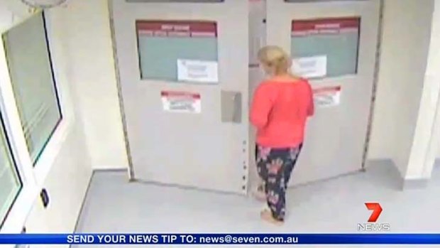 Lost and found ... footage of Belinda Burcham leaving hospital.
