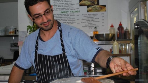Save the Station Street Markets campgaigner Islan Bouyahia whips up a crepe.