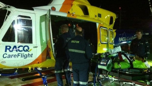 A man is airlifted from Warwick to the Princess Alexandra hospital.
