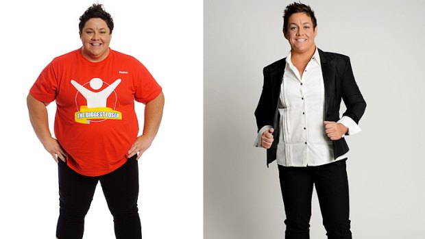 Before and after: Margie Cummins shed 46 per cent of her body weight.