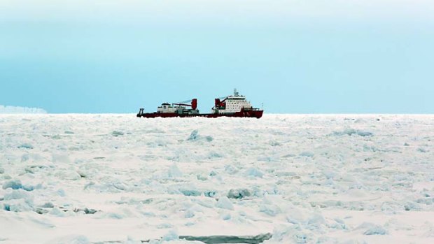 The Chinese ice-breaker Xue Long sits in pack ice.