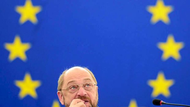 European Parliament president Martin Schulz attends a European Council debate at the European Parliament in Strasbourg, east France.