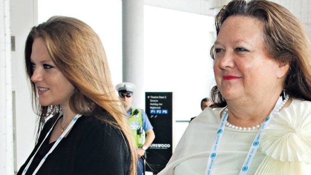 Dead bodyguard: Ginia Rinehart, left, with mother Gina, pictured in Perth in October 2011.