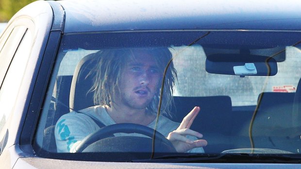 Star Bomber Dyson Heppell arrives at the club headquarters.