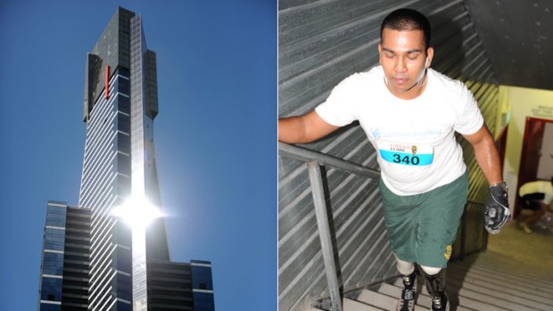 In the zone ... Dwayne Fernandes climbs the Eureka Tower (pictured left) in Melbourne.