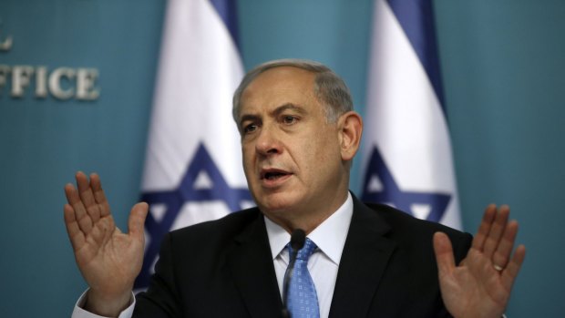Under pressure: Israeli Prime Minister Benjamin Netanyahu addresses the media in Jerusalem on Wednesday.