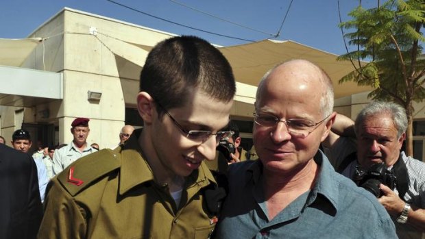 Gilad Shalit with his father Noam in late 2011.