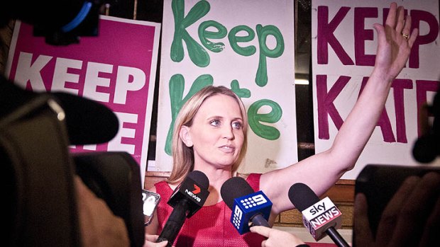 Outgoing member for Ashgrove Kate Jones greets supporters at Northern Hockey Club, Ashrove.