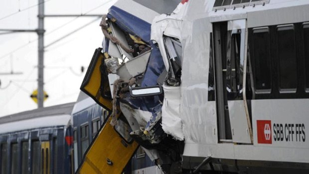 Two trains have collided head-on in Granges-pres-Marnand in western Switzerland.