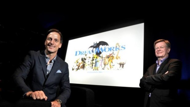 Sweeney, right, with Dreamworks Animation chief creative officer Bill Damaschke in 2013.