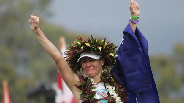 Mirinda Carfrae celebrates her win in 2013.