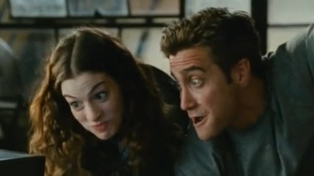 Anne Hathaway (left) and Jake Gyllenhaal try hard to bring the funny in the terminal illness dramedy Love & Other Drugs.
