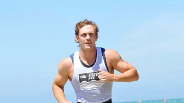 Joel Selwood in Sunday's Pier to Pub race at Lorne.