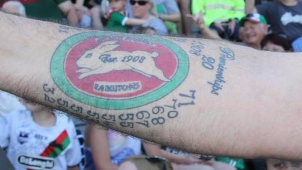 A close-up of Mark Hayes' 1971 premiership tattoo.