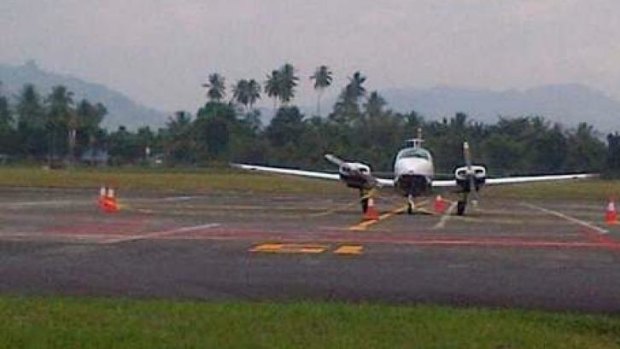 The Australian plane on the tarmac at Manado's Sam Ratulangi airport.