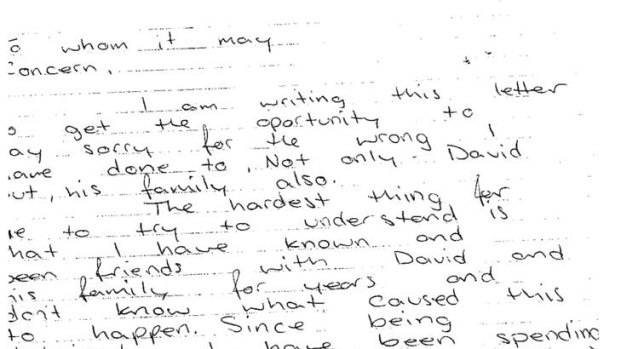 Matthew Milat's apology letter.