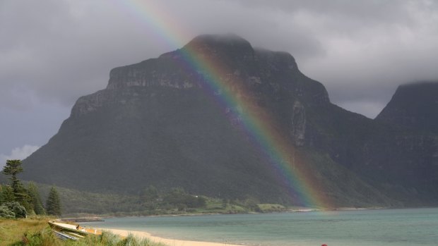 Rainbow over Lagoon Beach on Lord Howe Islands, NSW.