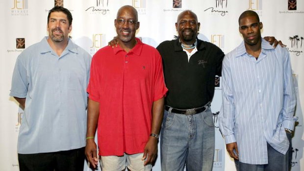 Aces: Dan Roundfield (second from left) with fellow retired NBA players Mark Randall and Spencer Haywood and current star Antawn Jamison at a celebrity poker tournament at Las Vegas in 2005.