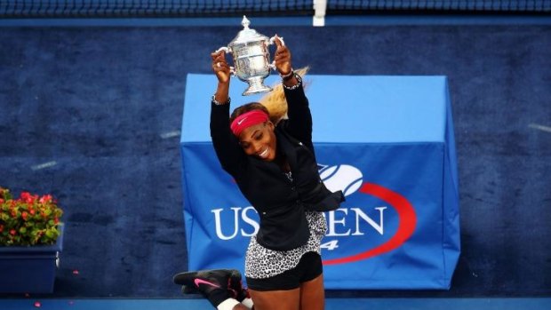 Serena Williams celebrates her 18th grand slam title.