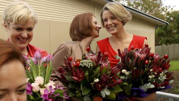 Kevin, you shouldn't have … the Deputy Prime Minister, Julia Gillard, and Ms Keneally embrace at a meeting to mark the anniversary of the school stimulus package.
