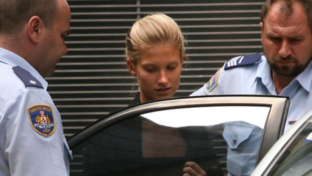 Charlotte Lindstrom leaves court under police custody during the trial.