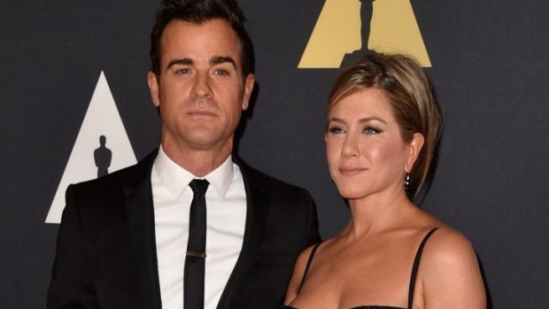 Aniston with fiance Justin Theroux.