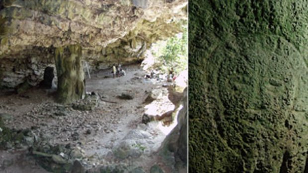 Lene Hara Cave ... shellfish, bones, tools, and now face carvings, right.