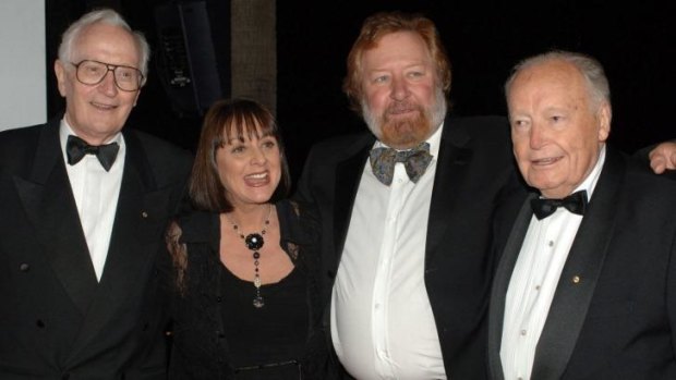 Wagstaff with other Australian TV personalities Denise Drysdale, John Wood and Charles 'Bud' Tingwell in 2006.