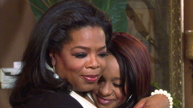 Oprah hugs Bobbi Kristina Brown during the taping of the 90-minute special.