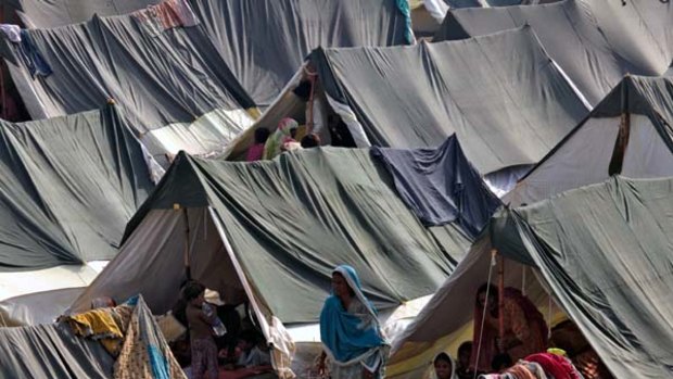 A camp set up by the Pakistani Army for flood victims.