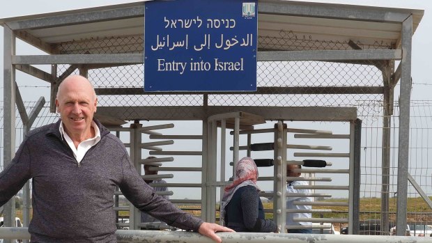 The writer, Project Rozana board member Gareth Andrews, at the Gaza border. 